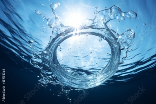An Open Circle with Energetic Water Splashing  Capturing the Dynamic Beauty and Fluidity of Liquid in Motion.