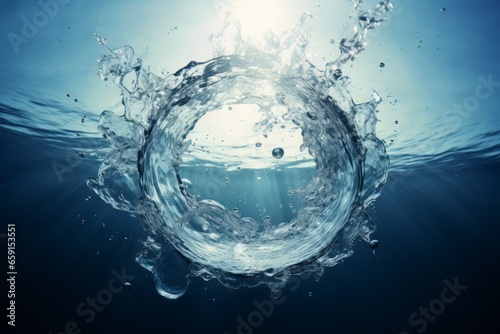 An Open Circle with Energetic Water Splashing  Capturing the Dynamic Beauty and Fluidity of Liquid in Motion.