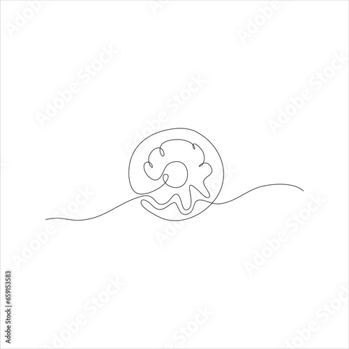 Continuous line art of donut