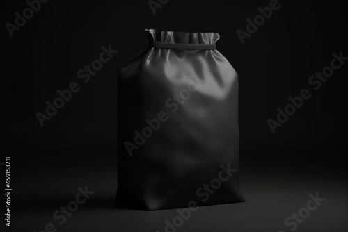 Isolated black package on dark background. 3D render. Generative AI