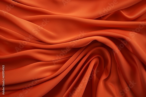 Burnt orange fabric with pleats and folds, textured background. Generative AI