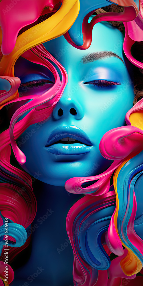 color psychology, in the style of vibrant pop art portraits