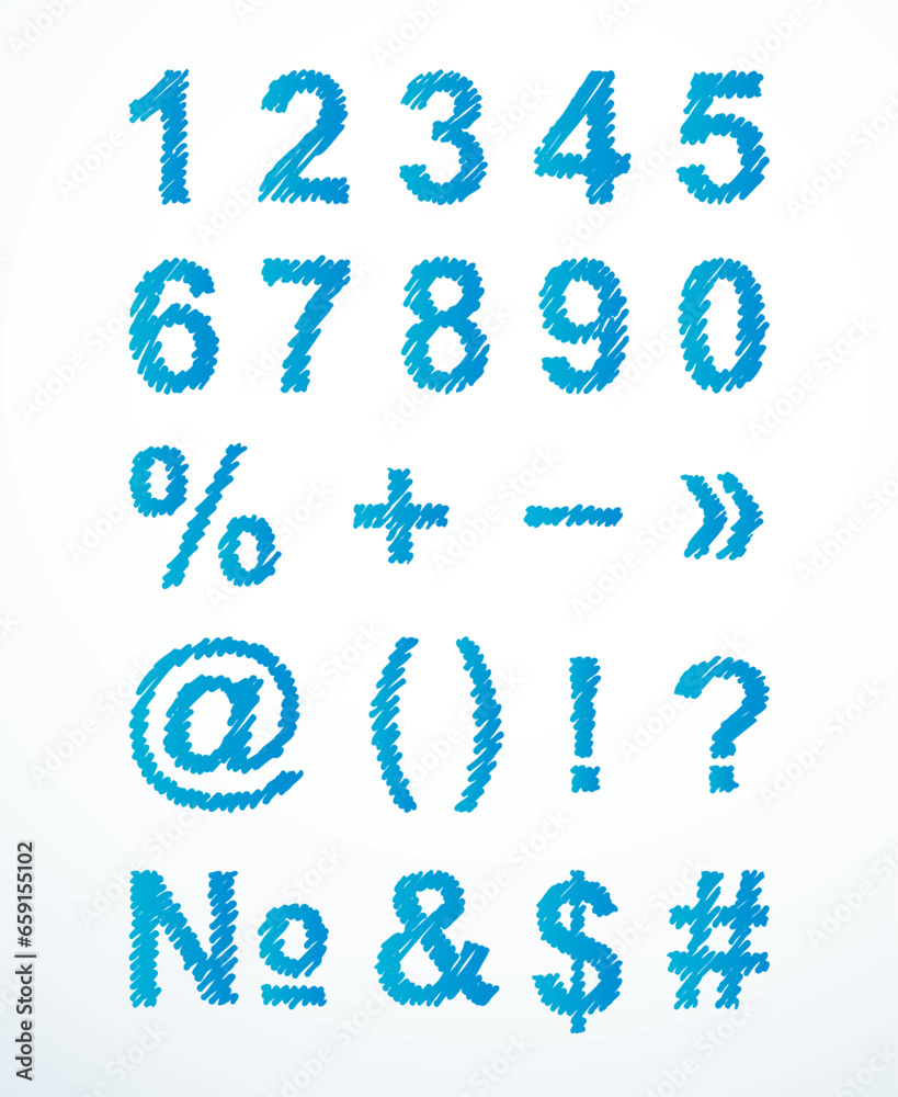 Vector hand-drawn font shaded marker Vector hand-drawn font shaded marker