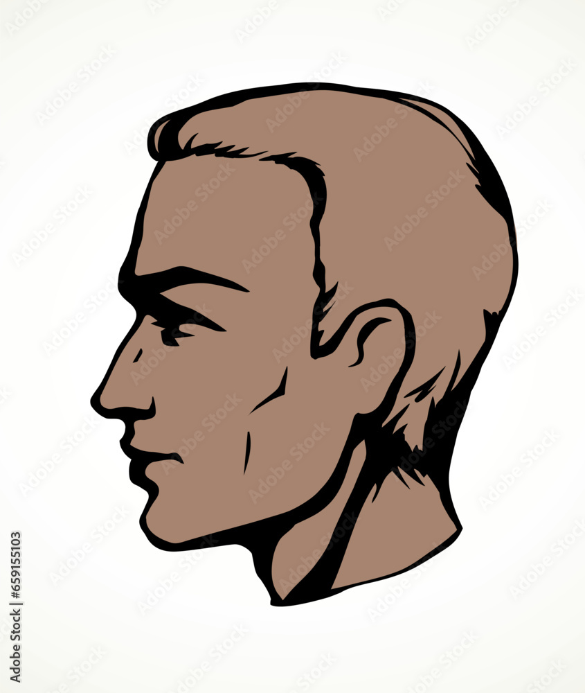 Profile of a handsome man. Vector drawing
