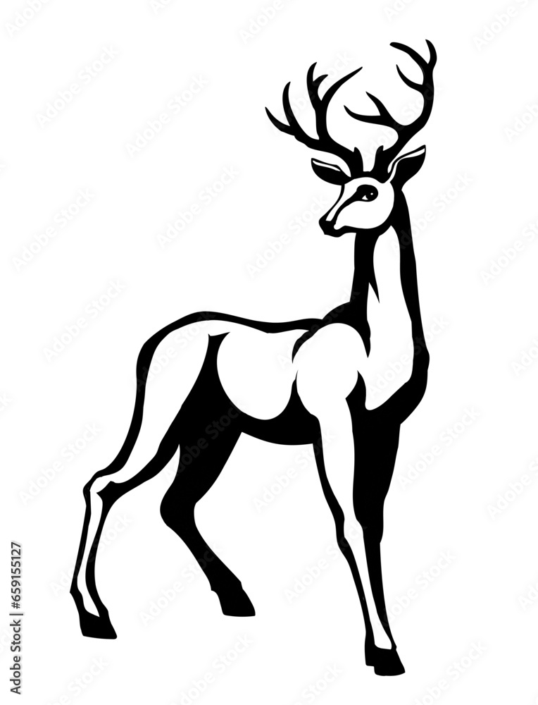 Fototapeta premium Beautiful noble deer. Vector drawing