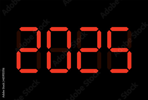 Digital New Year numbers isolated on black background