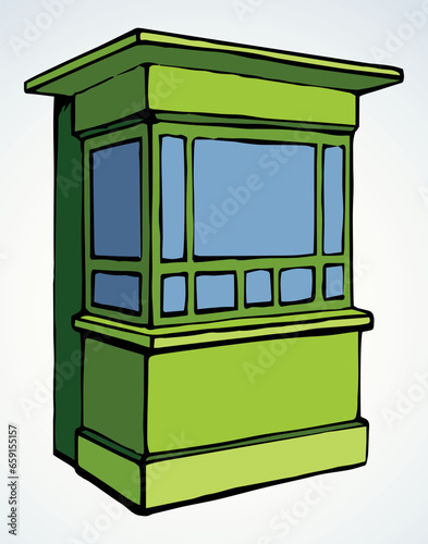 Shop stall. Vector drawing kiosk