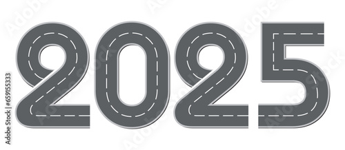 Figures of the new year in the form of a road. Vector drawing
