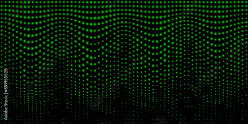 Neon Abstract halftone background Green dots on black background Decorative backdrop Vector illustration