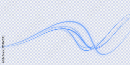Luminous blue lines of speed. Light glowing effect . Abstract motion lines.