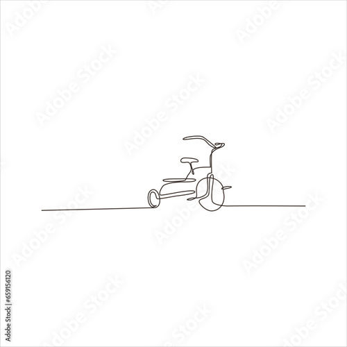 Continuous line art of a tricycle
