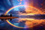 stunning sky rainbow and scenery. Generative AI