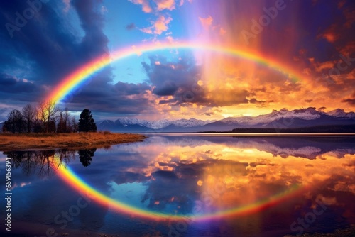 stunning sky rainbow and scenery. Generative AI