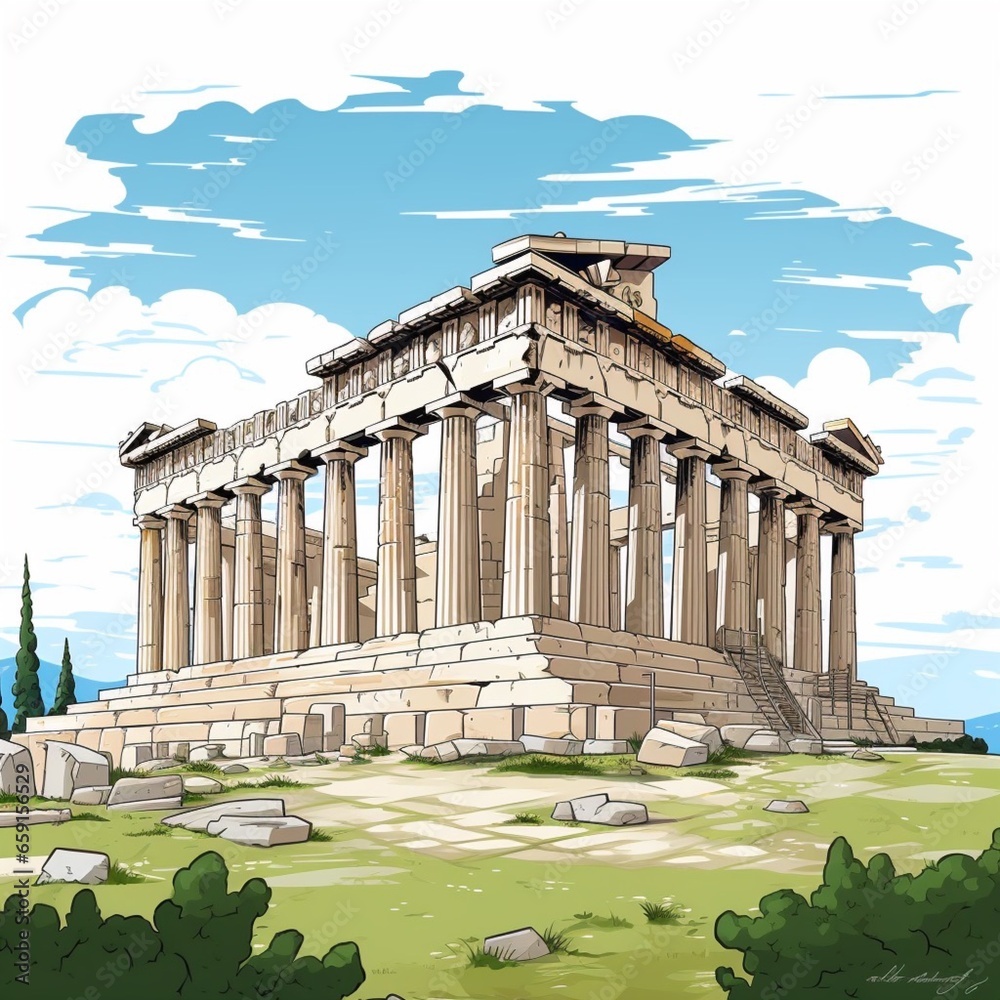 Illustration of Athens Parthenon, ia generated 