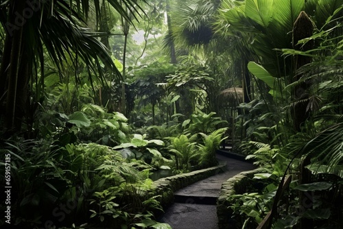 Tropical jungles of Southeast Asia in August. Generative AI