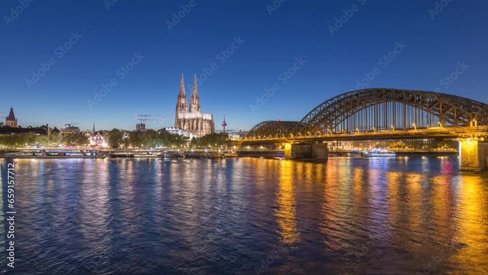 Cologne night skyline aerial view downtown city cologne germany,cologne cathedral bridge icon river and bridge. Cologne night skyline aerial view downtown city cologne germany,cologne cathedral bridge icon river and bridge.