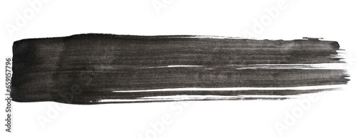 Watercolor brush stroke of black paint, on a white isolated background