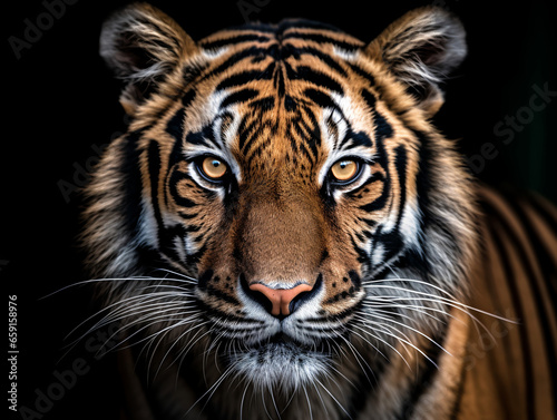 close up detailed portrait of tiger face, generative ai © Evi