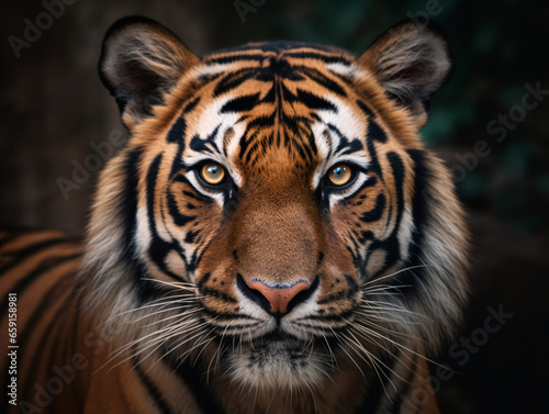 close up detailed portrait of tiger face  generative ai
