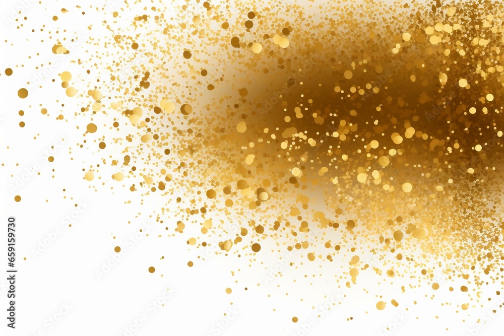 An abstract dot of golden glitter confetti on a transparent background. Generative AI