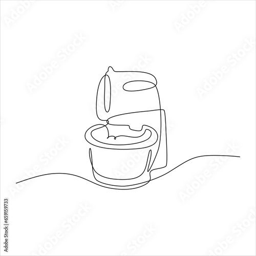 continuous line art of cake mixer