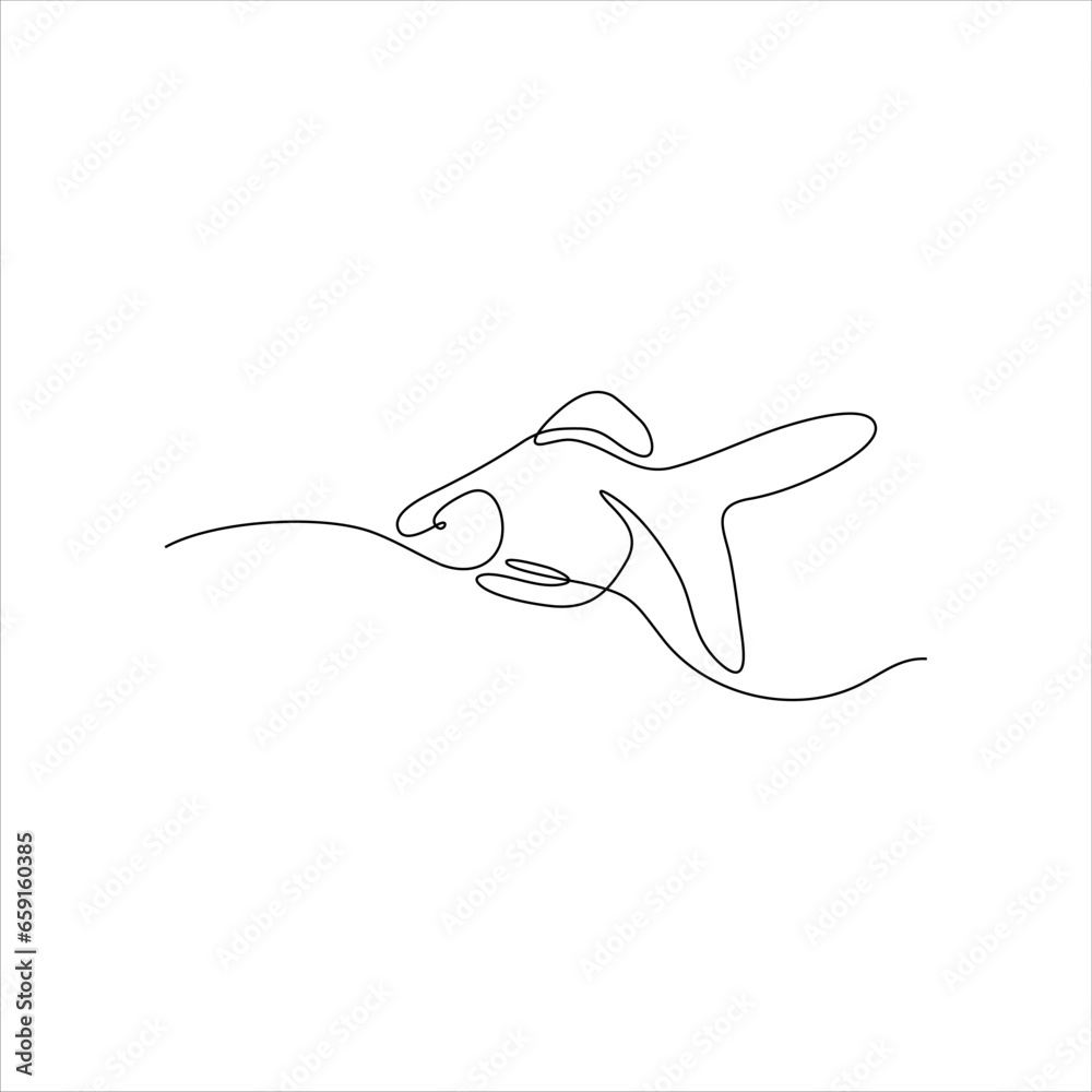 Obraz premium Continuous line art of goldfish