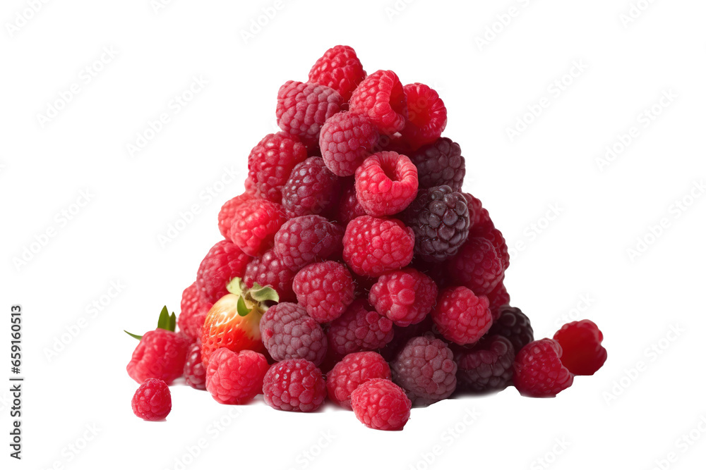 Big pile of fresh berries, lot of ripe raspberries, strawberries, blackberries Isolated without background, png Big pile of fresh berries, lot of ripe raspberries, strawberries, blackberries Isolated without background, png
