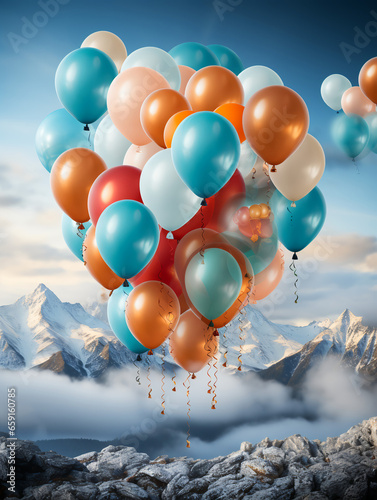 flying balloon design, New Year celebration poster, Christmas, birthday, etc., generative ai