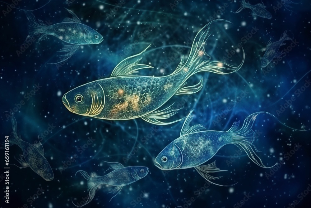 Fototapeta premium illustration, zodiac fish sign
