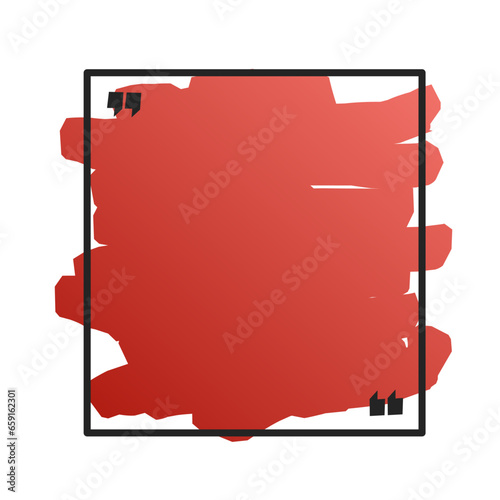 Red Square Quote Text Box Isolated on White.