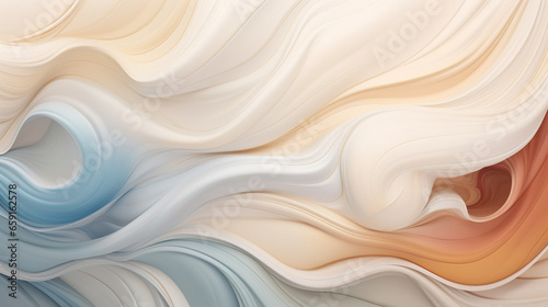 Wavy modern abstract background, delicate beige-blue tones, consisting of several layers