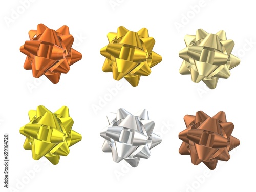 Orange yellow silver gold gift bow