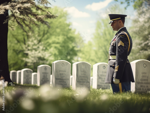 soldiers in cemetery