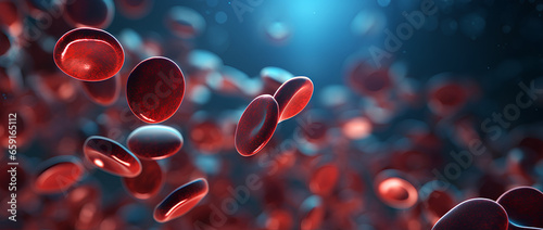 red blood cells in vein with depth of field, A blood vessel with blood cells flowing in one direction,