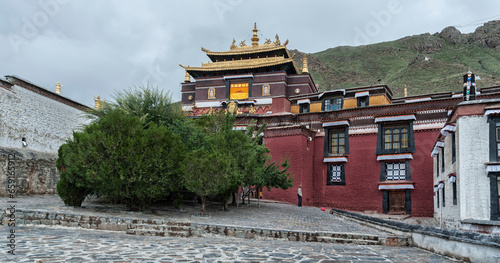 The Tashilhunpo Monastery and its golden roof in Shigatse Tibet China