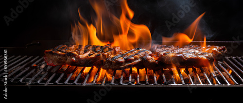 Hot Empty Charcoal BBQ Grill With Bright Flames