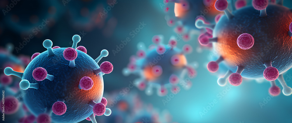 molecules virus and bacteria - obrazy, fototapety, plakaty 