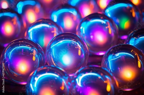 Abstract background with vibrant neon graduated colors bubbles.