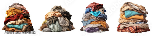 pile of dirty laundry isolated on transparent background