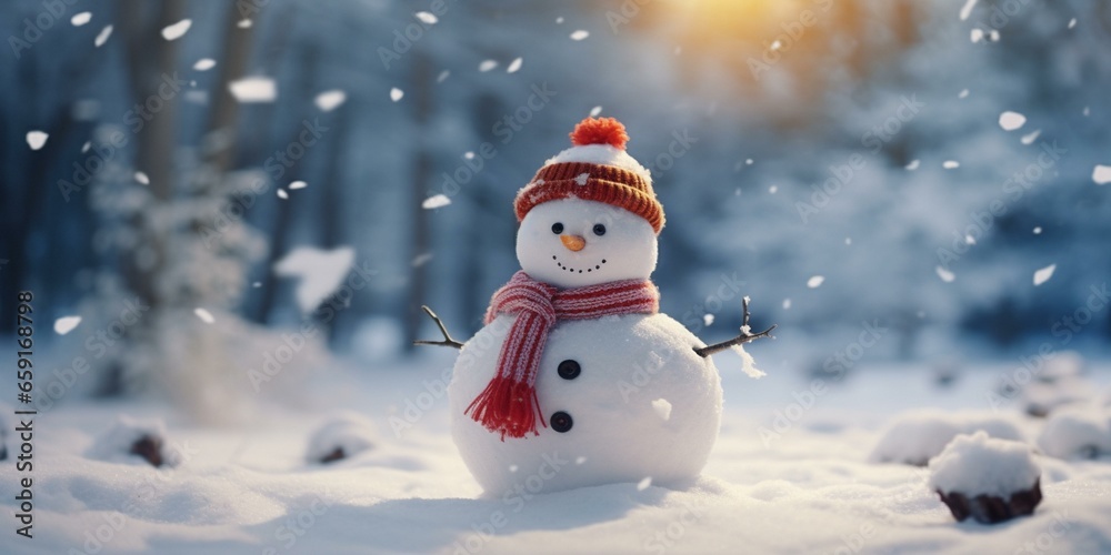 christmas snowy winter snowman snowflakes falling background cinematic