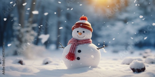 christmas snowy winter snowman snowflakes falling background cinematic