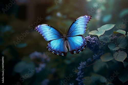 A blue butterfly. Generative AI © Jahzara