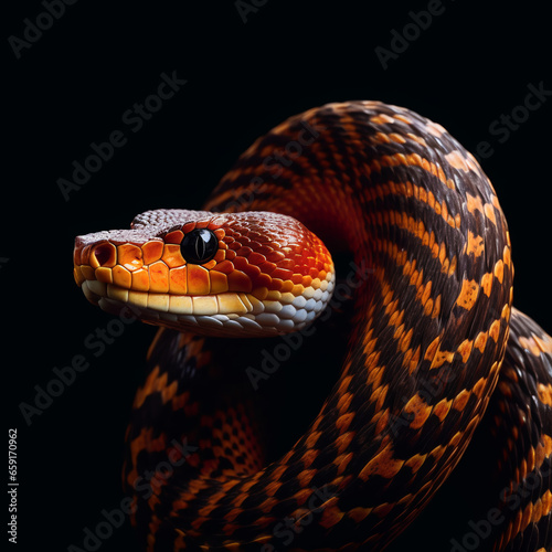 close-up portrait of a snake's face in detail, generative ai