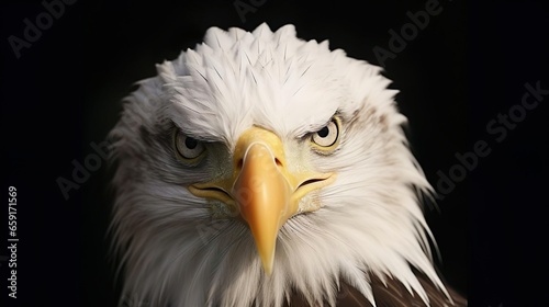 Close up portrait of a surprised bald eagle Haliaeet