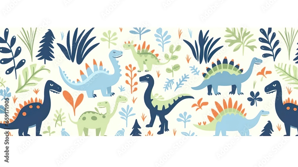 Naklejka premium childish dinosaur seamless pattern for fashion cloth