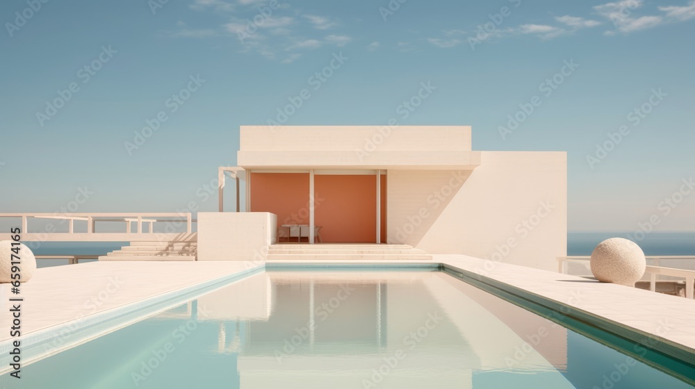 Fototapeta premium a summer house by the ocean:: swimming pool::
