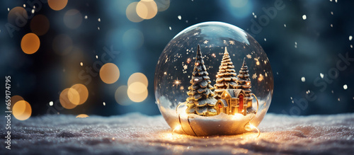 Sparkling Christmas wishes and new year dreams in a glass ball on snowy wonderland