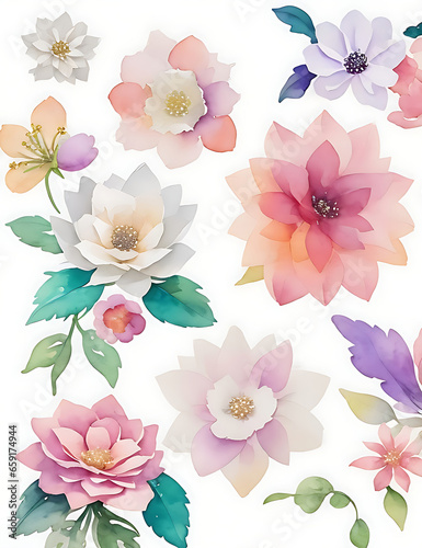 Colorful Water Color Flower Ai Generated image