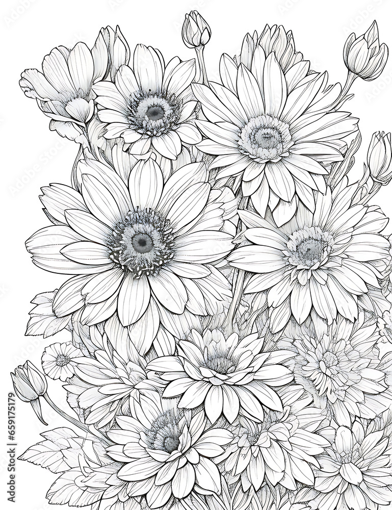 Fototapeta premium Black & White Flower Ai Generated image