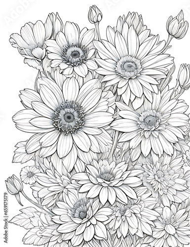 Black   White Flower Ai Generated image